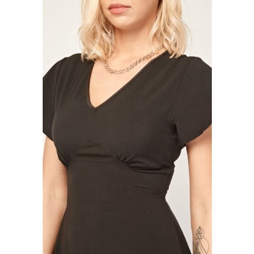 V-Neck Frilly Tea Dress