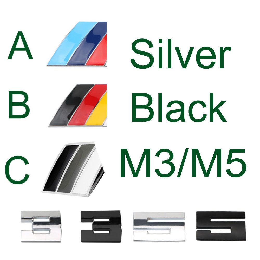 Silver And Black Metal Sticker For Bmw M Power Logo M3 M5