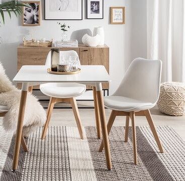 Stylish Dining Table And 2 Chair Set (White)