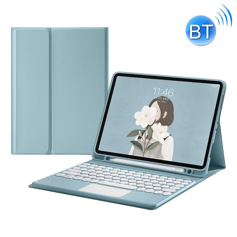 Bluetooth Keyboard Leather Case For Samsung Galaxy Tab S6 Lite(Blue)