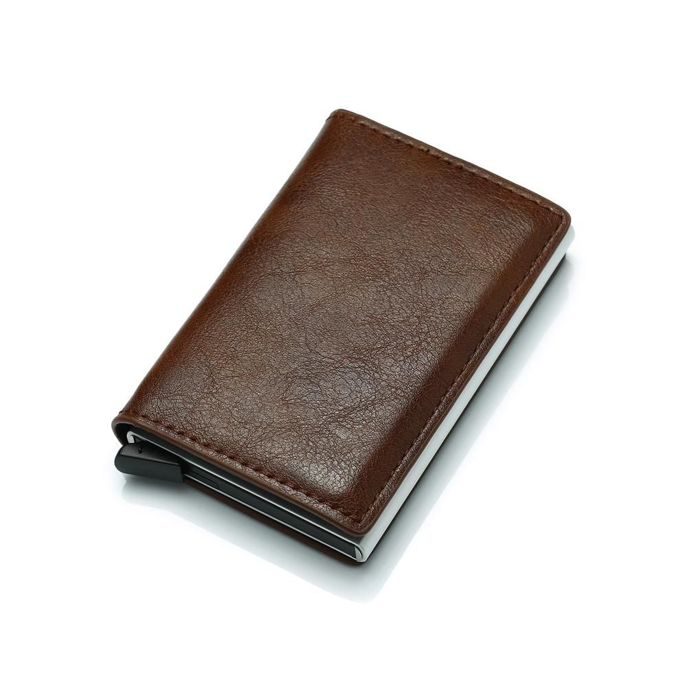 PU Leather Credit Holder Business Money Cash Card Package Wallet Automatic Aluminum Alloy Card Case Men Bag