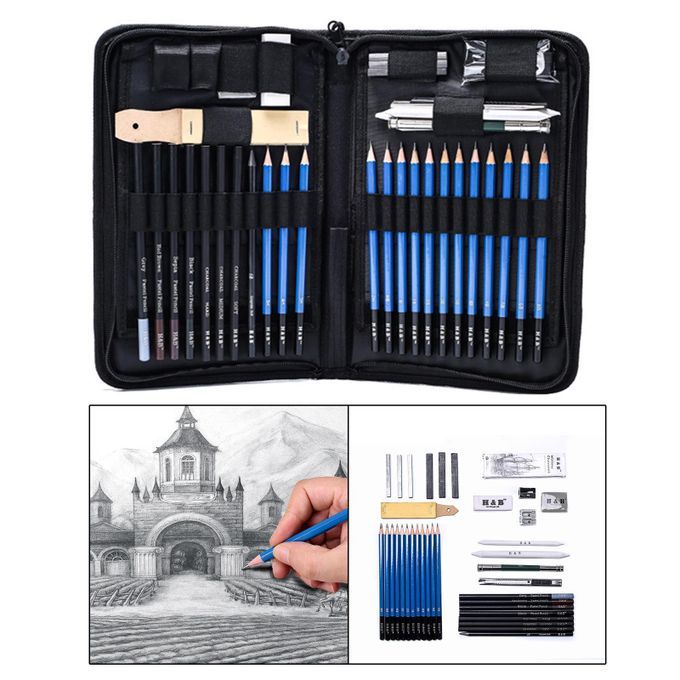 40 Pieces Drawing Sketch Pencils Graphite Supplies Art Painting Kit