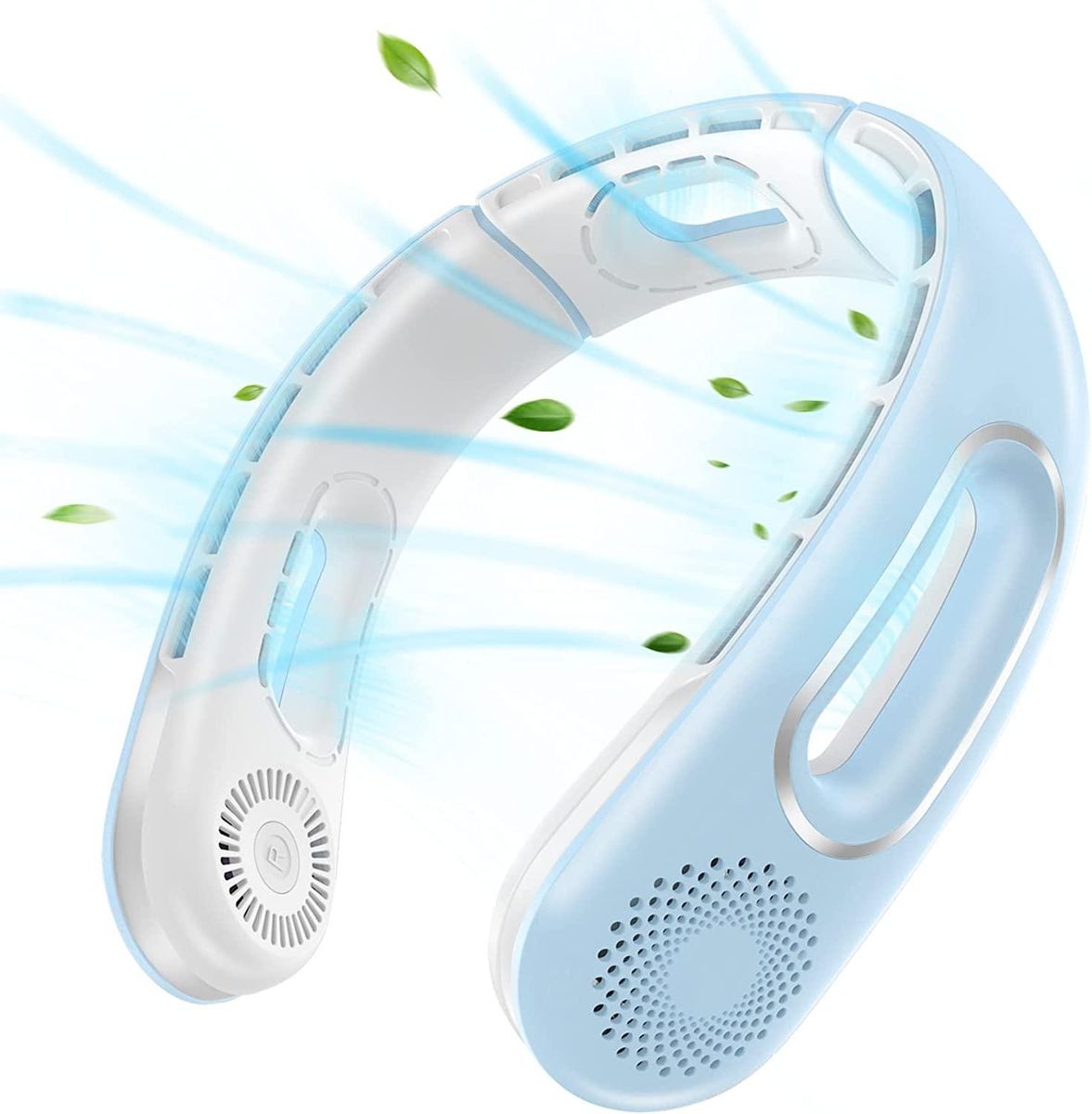 Hands Free Bladeless Neck Fans 360&deg; Cooling Neck Fan Blue