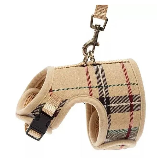 TD Authentic Air Mesh Harness With Leash Large Brown Pattern