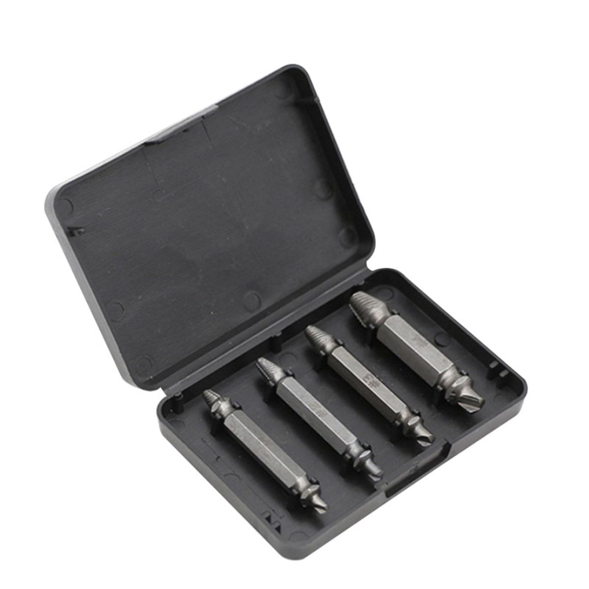 4Pcs Damaged Screw Breakage Bolt Extractor Drill Bits Guide Set Broken Screws Easy Out Remover Tool Kit
