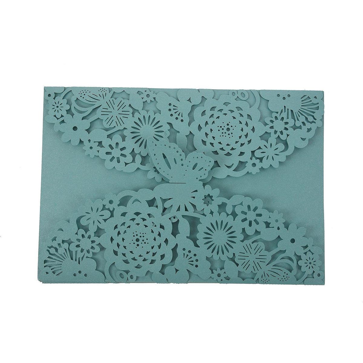 10Pcs/Set Delicate Carved Butterflies Romantic Wedding Party Invitation Card Envelope Invitations for Wedding Blue Green
