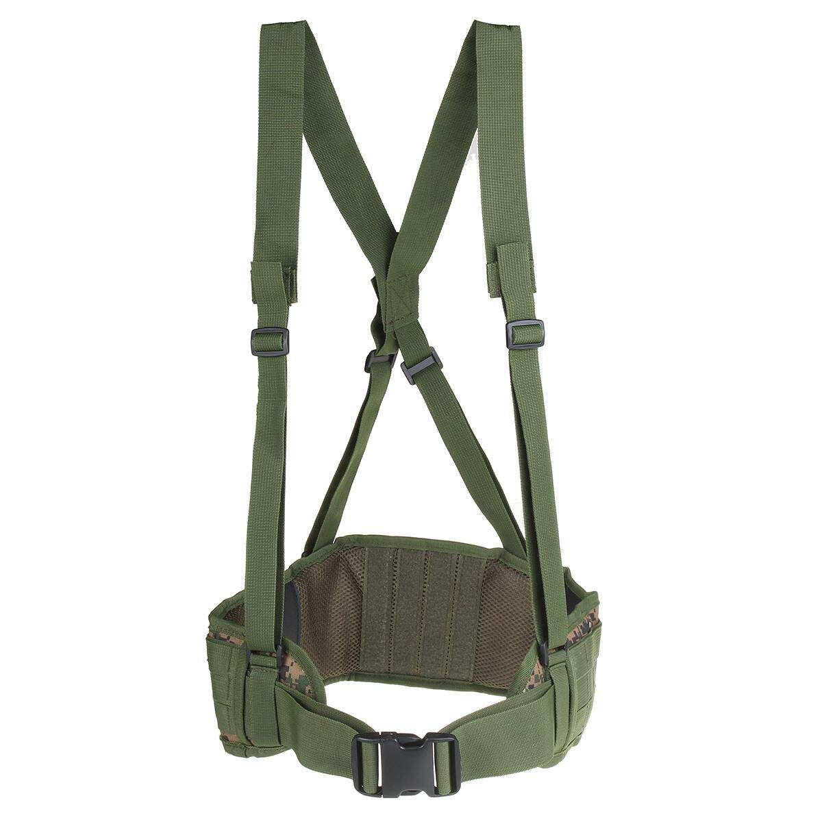 2 X Molle Combat Waist Padded Modular Belt Battle With H-shaped Suspender Green+ 2