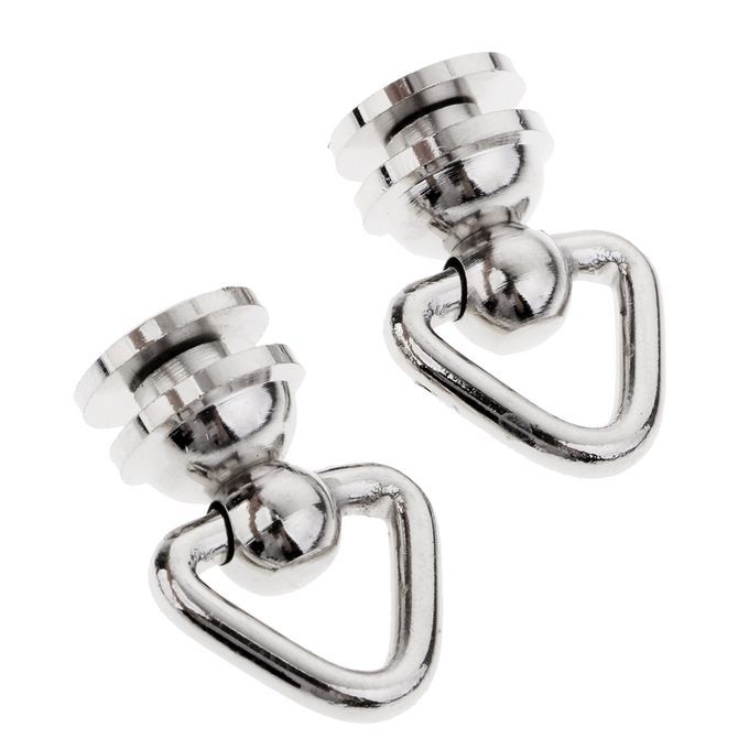 2pcs Rivet Studs With Ring Round Head Screwback Button Studs Sliver