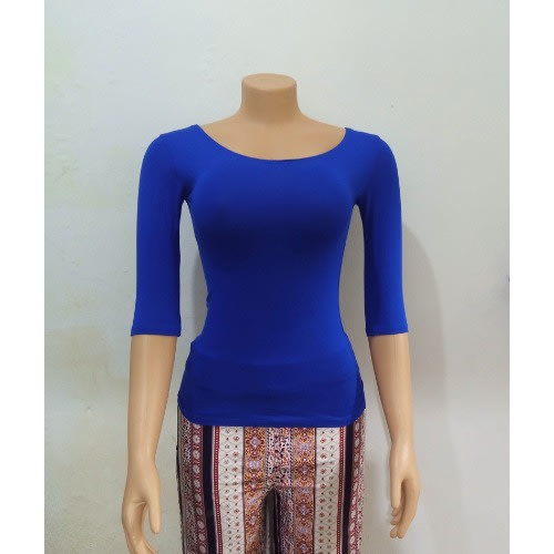 Ladies Round Neck Bodyhug Top  -Royal Blue