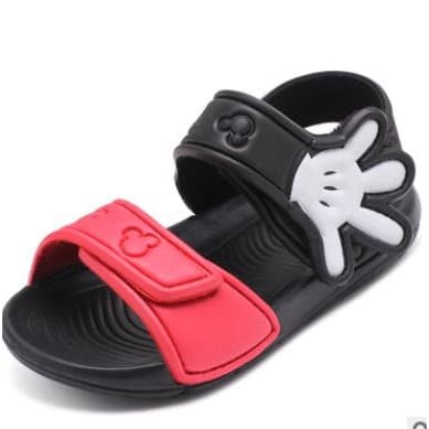 Kids Mickey Minnie Mouse Beach Water Proof Sandals -black/red