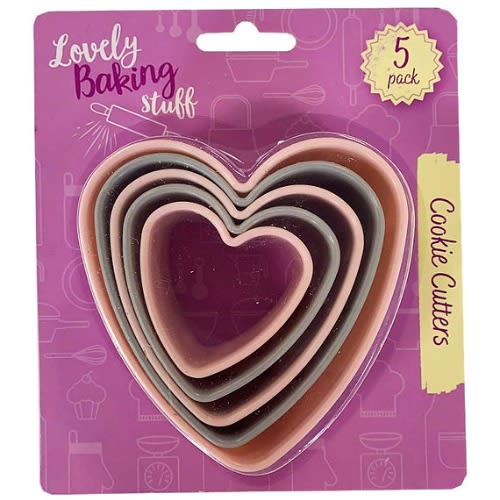 Cookie Cutters Heart Shaped - 5-pack - Pink/ Grey