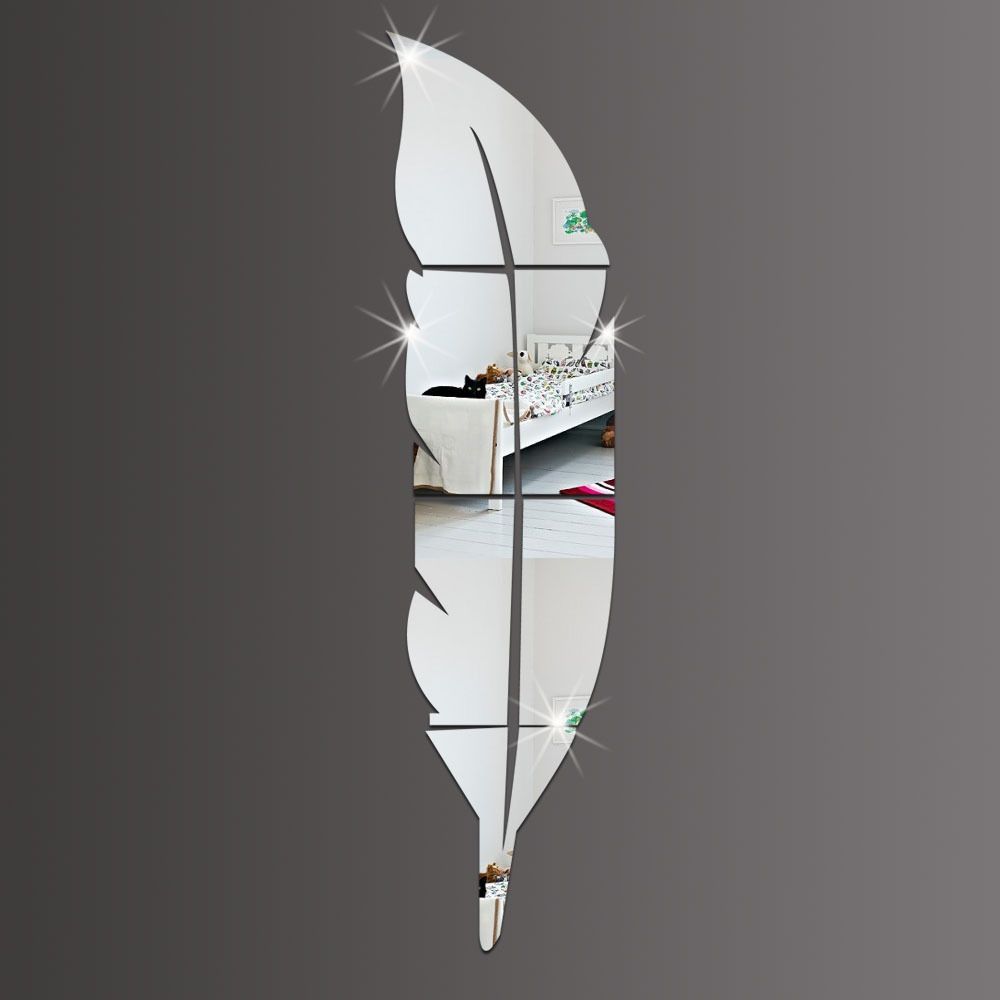 DIY 3D Feather Plume Mirror Wall Vinyl Decal Sticker Art Home Mural Decor 488540 Color-0