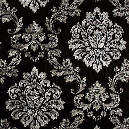 Wall Decor, 3d Wall Paper Black Royal Floral Effect (5.3sqm)