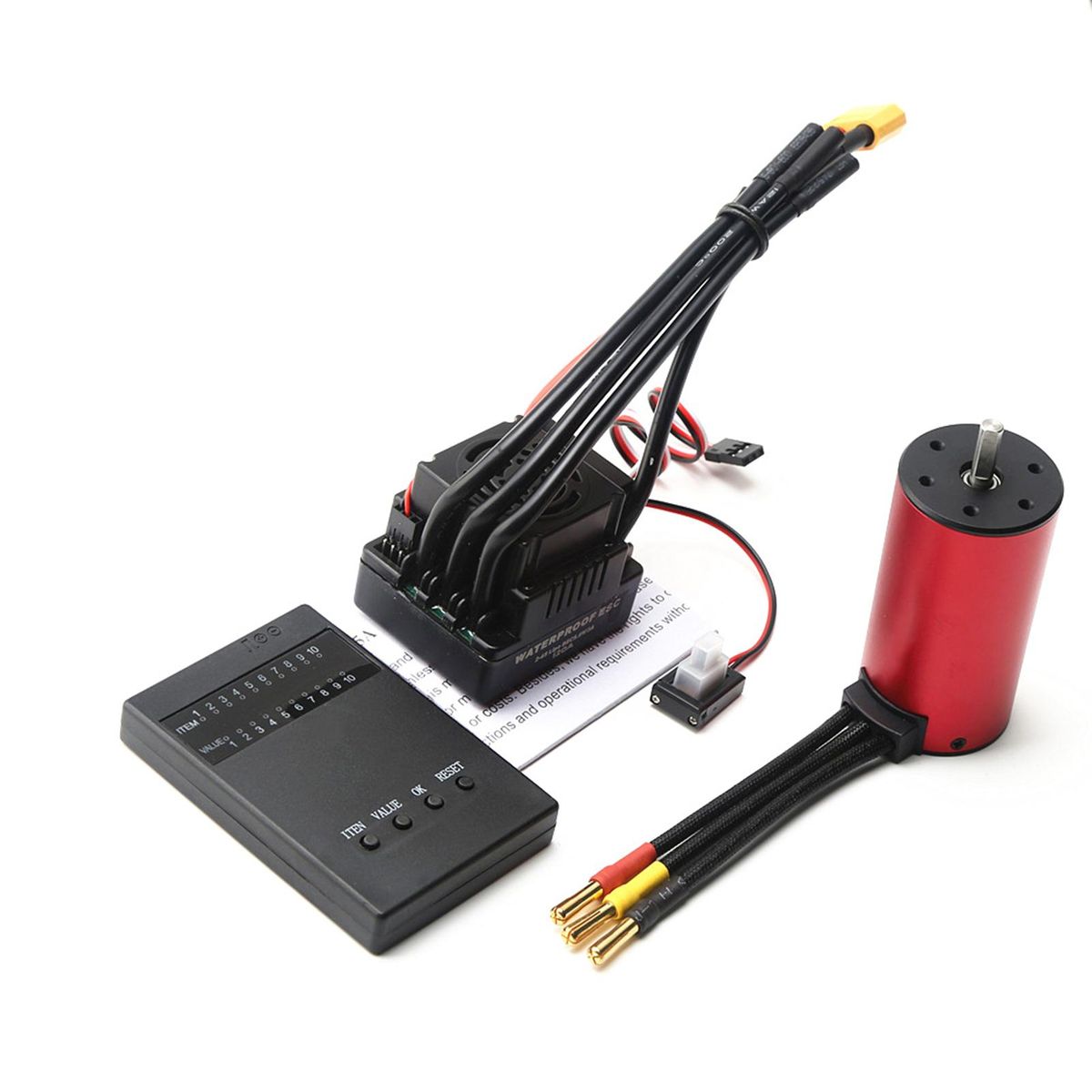 S3670 2850KV Brushless Motor Sensorless Waterproof Motor and 120A Brushless ESC XT60 Plug Programming Card Replacement for HSP HPI Traxxas 1/8 RC Car Truck