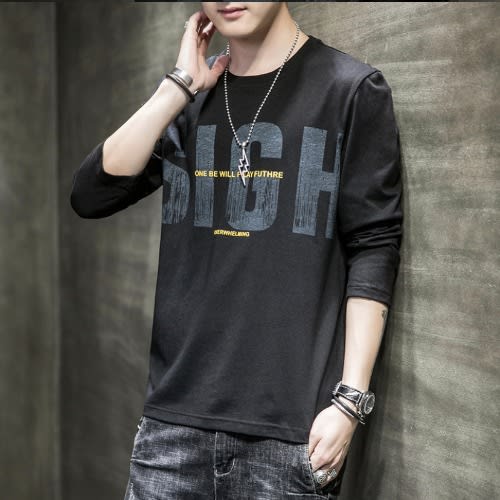 Fitted T-shirt - Long Sleeve - Black