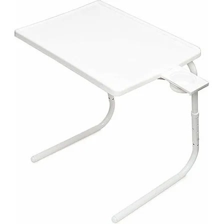 Ultra Foldable And Adjustable Laptop Table And Cup Holder - White