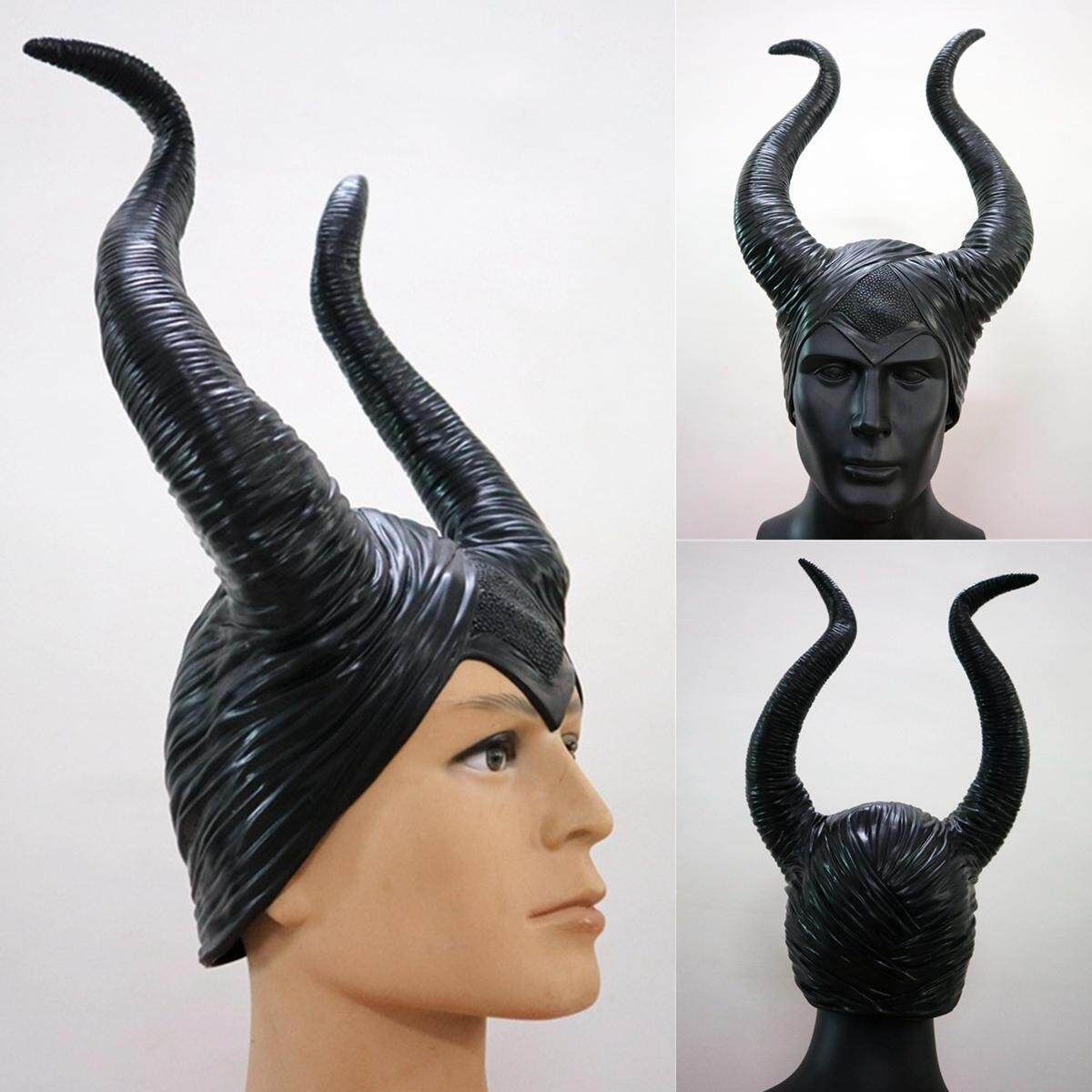 Maleficent Black Horns Halloween Jolie Cosplay Horror Evil Queen Hat Headwear