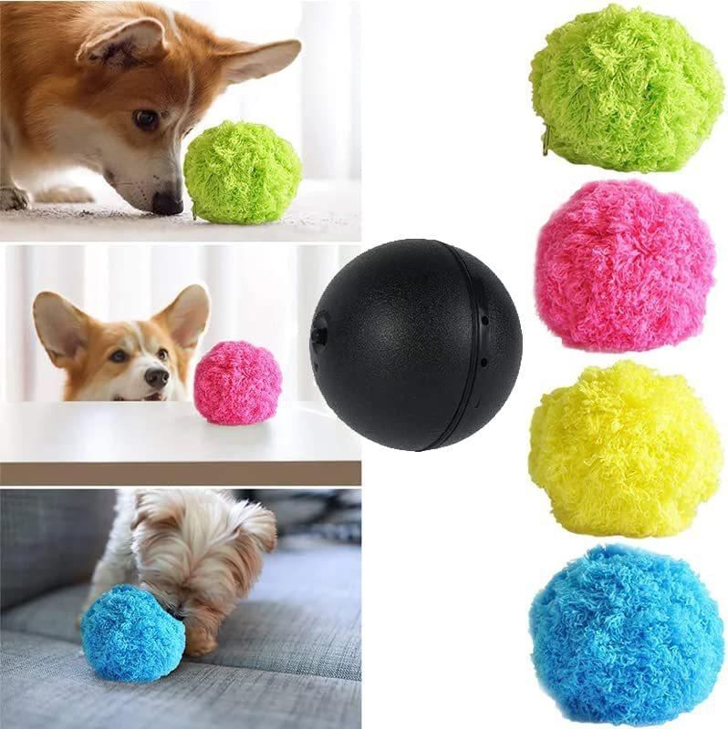 Cross-border fur ball sweeping robot automatic vacuum cleaner dog plush toy electric rolling ball pet supplies 1 ball + 4 fur sleeves box packaging