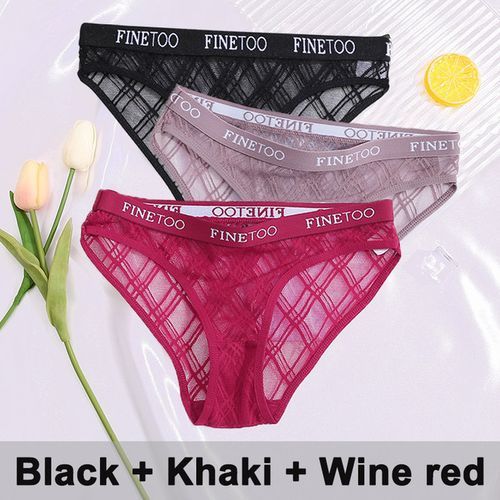 Sexy Floral Lace Mesh Women's Panties Female Hollow Out Briefs Transparent Low Rise Underwear Ladies Big Size M_2XL(#Set 28)