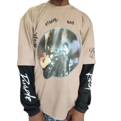 Oversized Retro Graphic Long Sleeve Streetwear- Tee