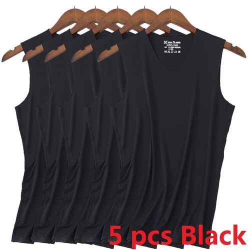 5Pcs Men Tank Tops Underwear Quick Drying Mens Undershirt Shirts Male Bodyshaper Fitness Wrestling Singlets  Big Size-K