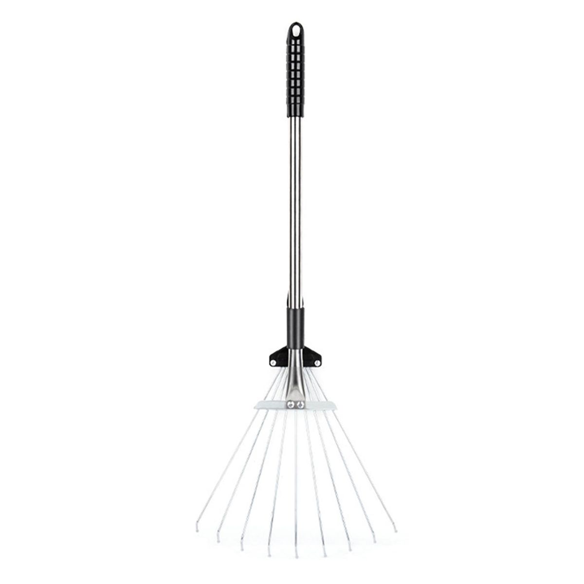 Stainless Steel Leaf Rake Retractable Metal Rake Adjustable for Garden Silver