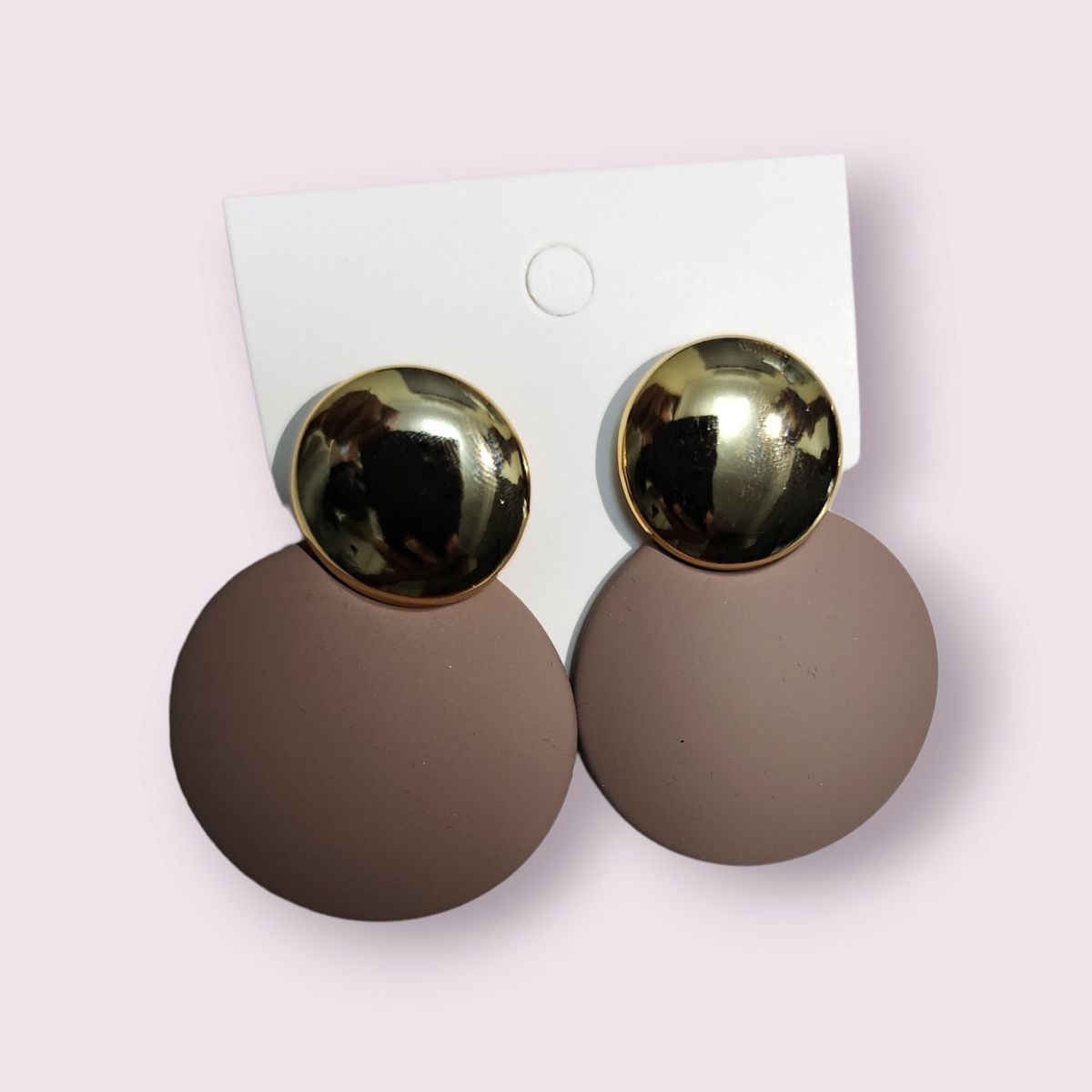 Acrylic  Drop Ear Rings-Beige