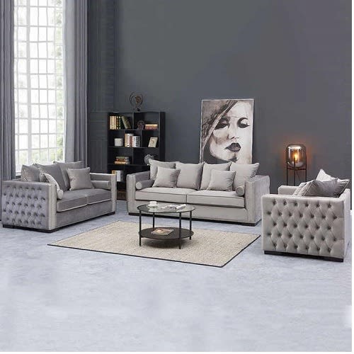 Barney 6 Seater Sofa Set In Grey