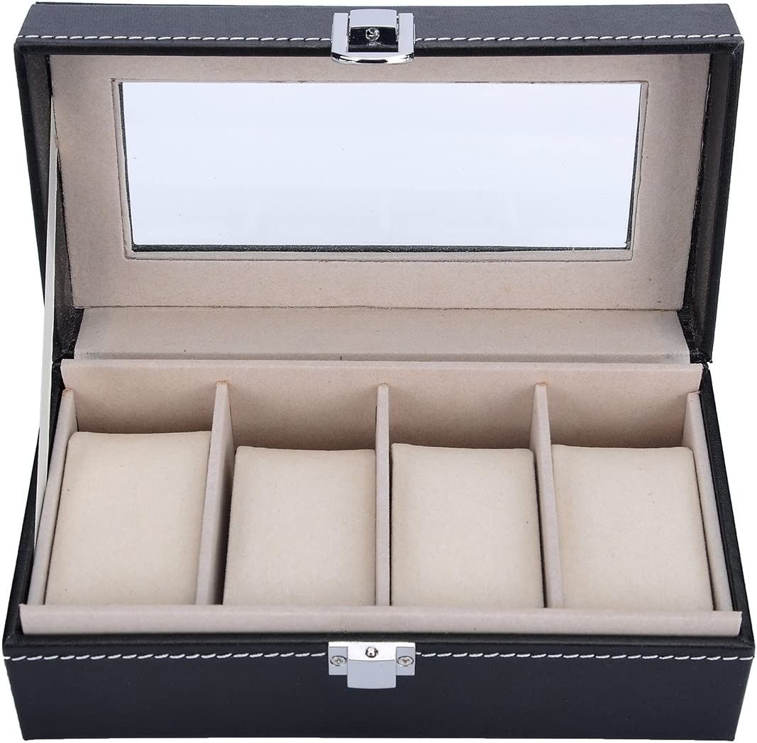 4 Pieces Slot Luxury Pu Leather Watch Box/Storage Box/ Display Box