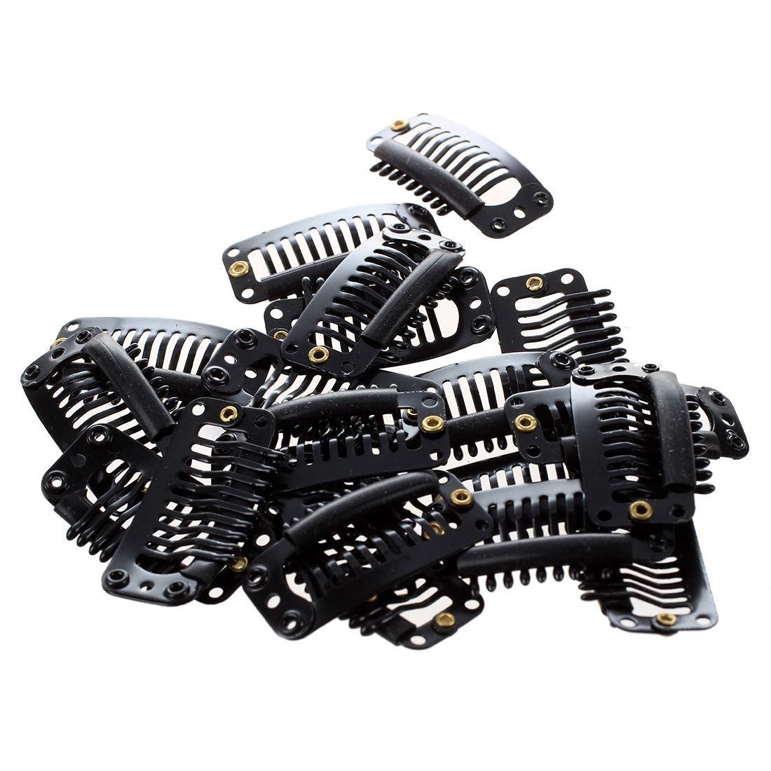 20pcs Black Nine-tooth Clip for hair extension snap clip for DIY useBlack32MM L