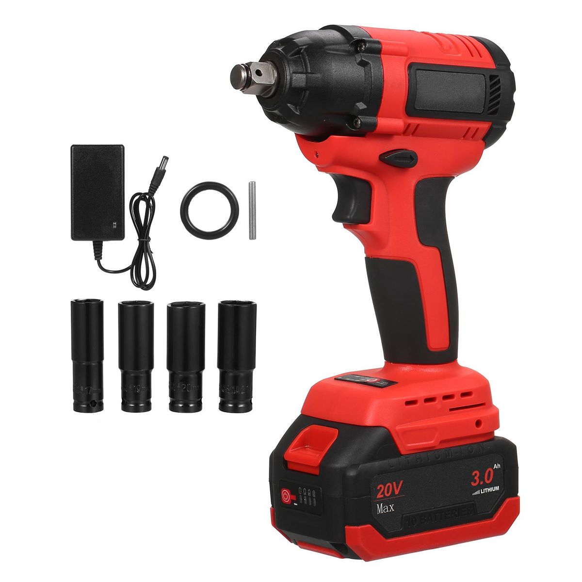 Geevorks Brushless Cordless Impact Wrench 1/2 inch Electric Impact Wrench Brushless Power Impact Wrench Set for Car Tires Max Torque 320 ft-lbs (430N.m) with 3.0A Li-ion Battery 4Pcs Impact Sockets Set & Charger Tool Box