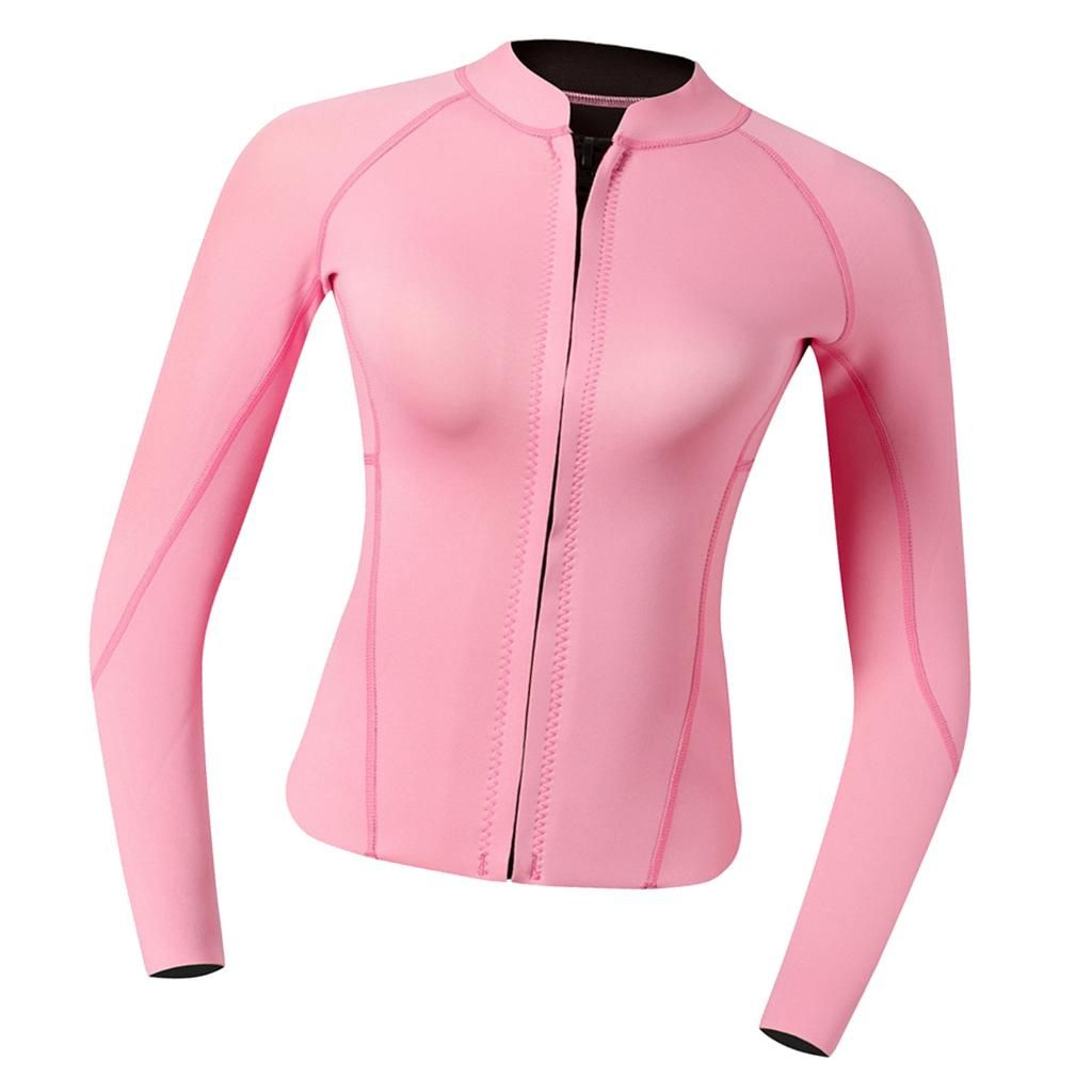 Women's 2mm Neoprene Wetsuit Jacket Coat For Diving Swimming Pink M
