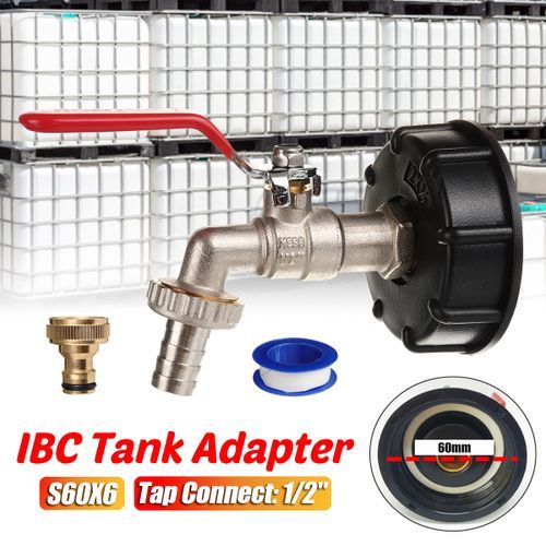 IBC Tank Adapter S60X6 To 1/2" Lever Brass Water Tank Adapter Hose Co