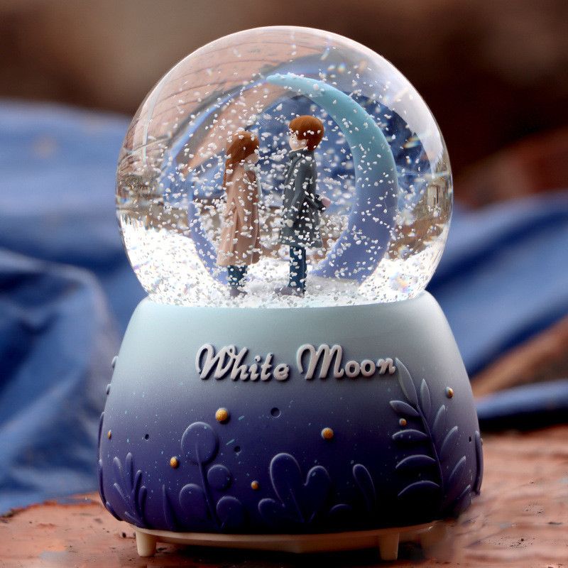 Couples Wife Birthday Wedding Gift Glow Light Crystall Snowball Music Box-Type 1