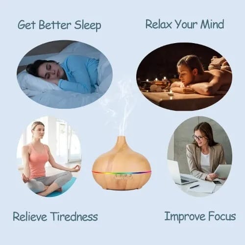 300ml Ultra-quiet Aromatherapy Diffuser With 9 Led Lights & 4 Timer