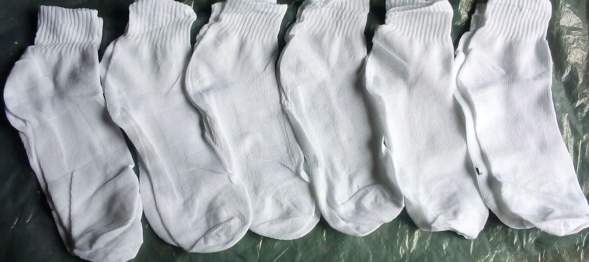 6 Pairs Mens  Ankle White Socks