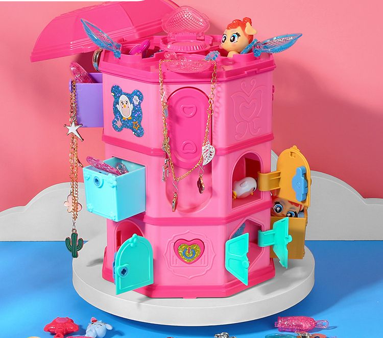 Girl Magic Book Play House Toy Jewelry Box Princess Necklace Display Children's
