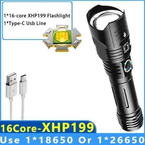 Led Flashlight Usb Rechargeable Portable Zoom Torch Ipx65 Waterproof 5000mAh