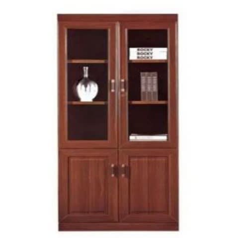 2 Door Wood And Glass Bookshelf