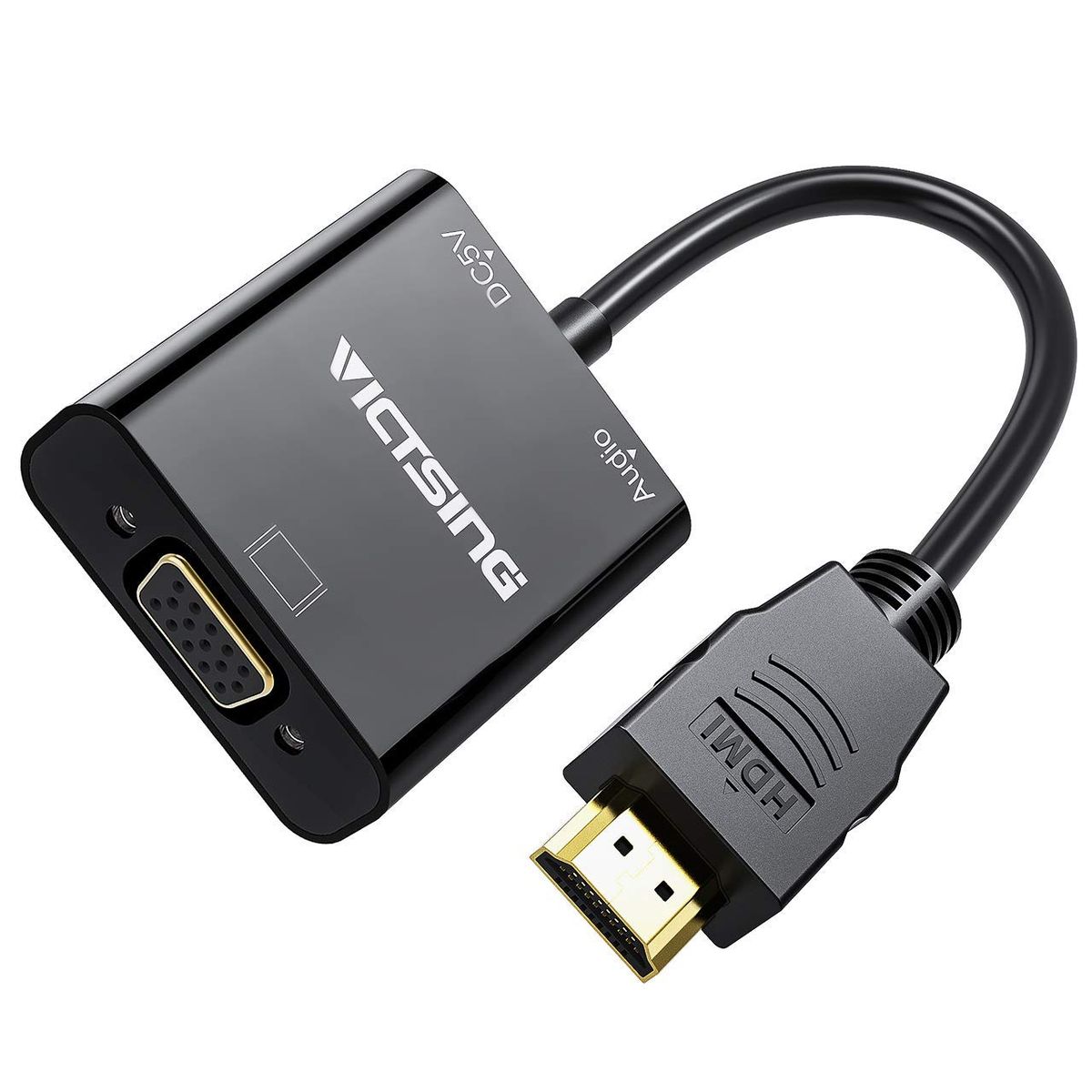 VicTsing Portable HDMI To VGA Adapter HDMI To VGA Male To Female Video Audio Converter Up To 1080P With 3.5 Mm Audio Cable And USB Cable, DVD Player, Tablet PC, Digital Camera, Camera SLR, Compatible For TV, Monitor, Projecter, Dongle, Black