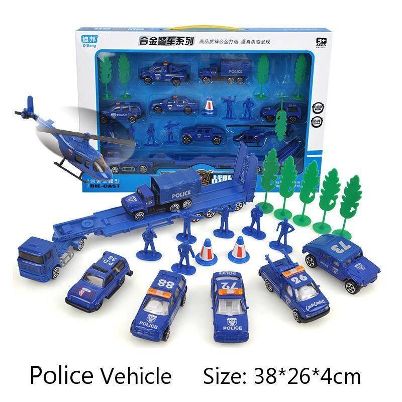 Children's Model Toy, Alloy Engineering Vehicle, Set Toy Car, Simulation Engineering Series, Mixing Car, Toy Police Car