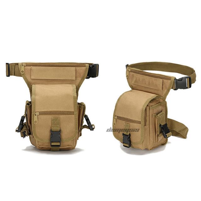 600D Oxford  Tactical Drop Leg Bag Outdoor Hiking Climbing Hunting Tool Waist Leg Packs Bag  Motorcycle Riding Waist Pack(#tan)