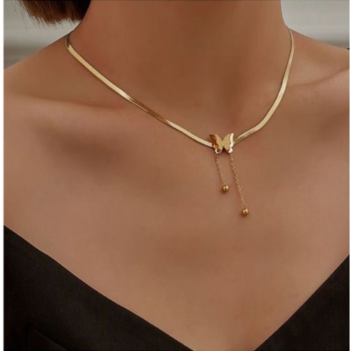 Butterfly Pendant Stainless Steel Necklace