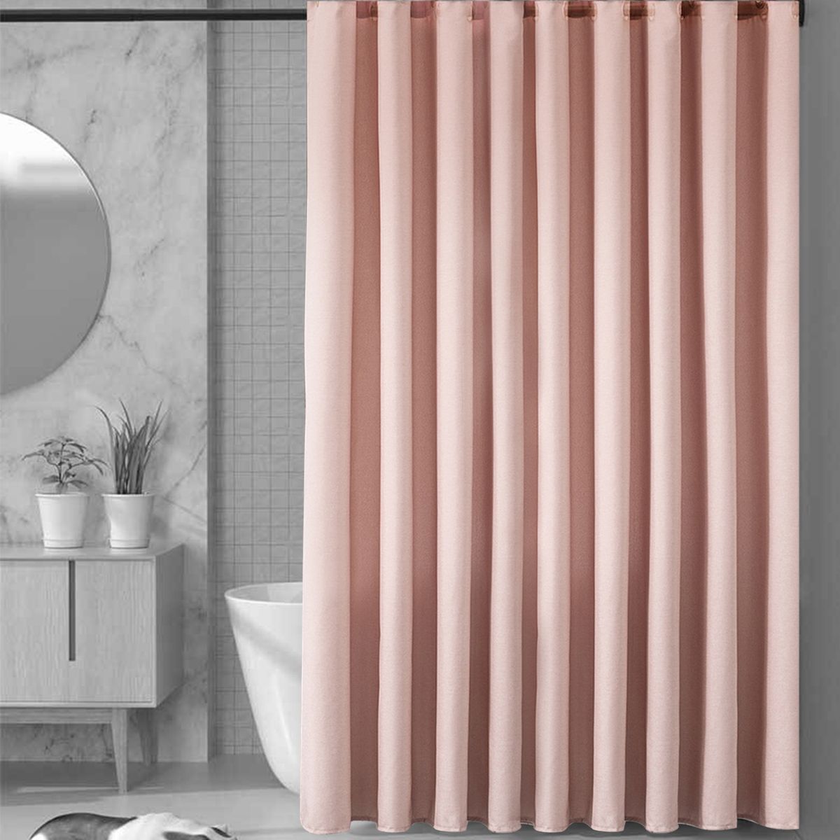 6 X 6FT Solid Shower Curtain With 12 Metal Grommets And