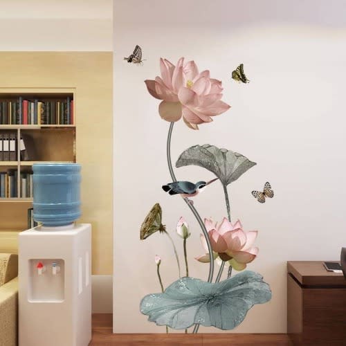 Ds Vinyl Wall Stickers Root Flowers With Butterfly