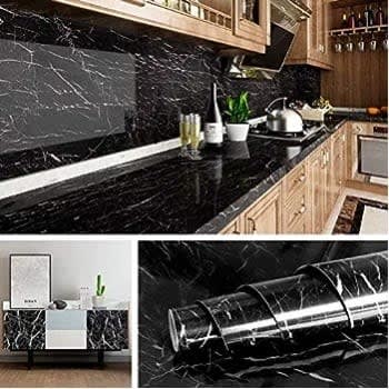 3pcs Waterproof Self Adhesive Marble Wallpaper 60*5cm - Black And White