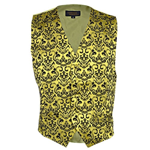 Classic Patterned Waistcoat - Lemon & Black - MWC-1376
