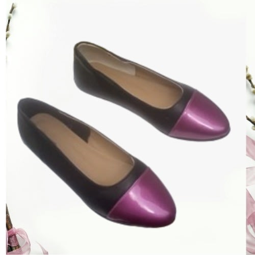 Ladies Flat Shoes - Black  Purple