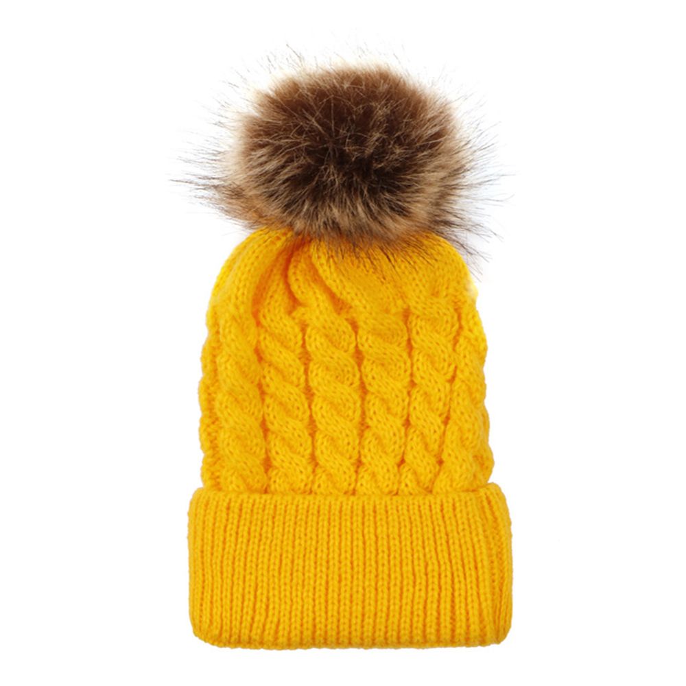 Winter Warm Women Knitted Crochet Wool Hat Hair Ball