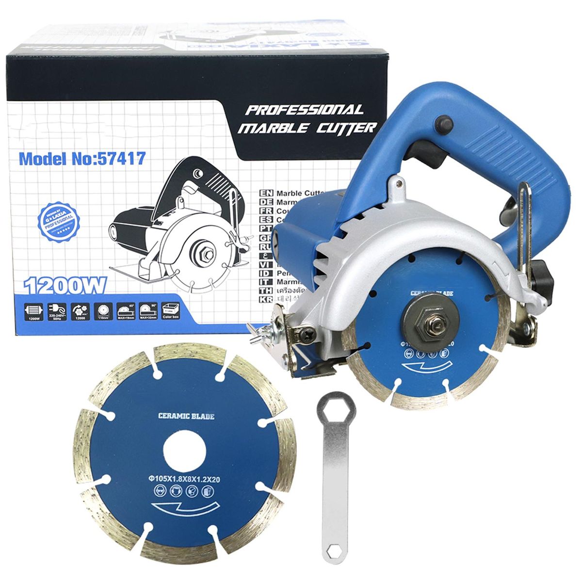 1300W Marble Cutter Ceramic Tile Cutting Machine Tile Saw Power Tile & Masonry Saw 0-45 Degree Bevel Cutting & 0-32 Depth Adjusting for Cutting Ceramic Tile Wood